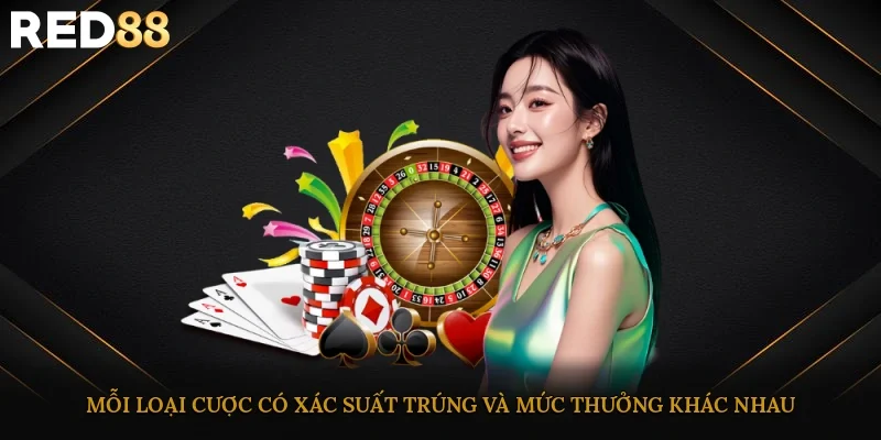 Mỗi loại cược có xác suất trúng và mức thưởng khác nhau