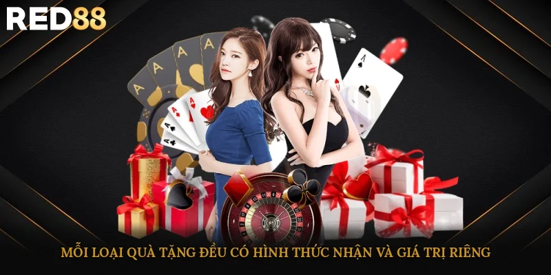 Mỗi loại quà tặng đều có hình thức nhận và giá trị riêng
